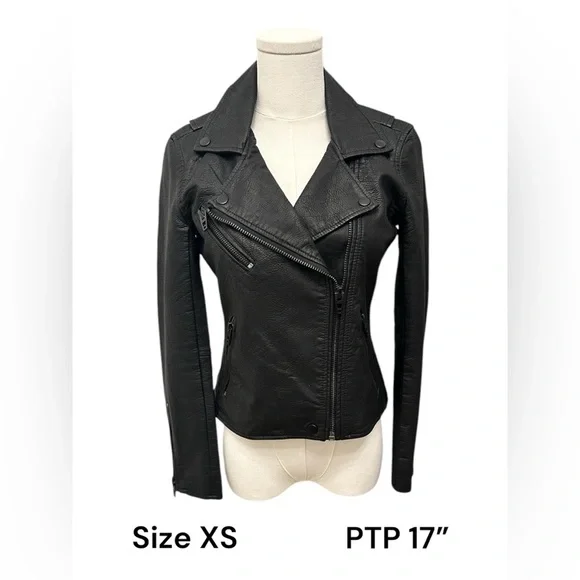 BLANK NYC Moto Jacket Vegan Leather Matte Black Onyx Women’s Size XS Small NEW - Picture 12 of 15